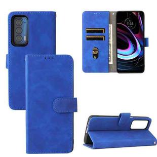 For Motorola Edge (2021) Solid Color Skin Feel Magnetic Buckle Horizontal Flip PU Leather Case with Holder & Card Slots & Wallet(Blue)