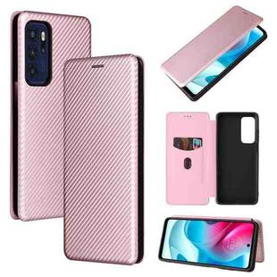 For Motorola Moto G60S Carbon Fiber Texture Horizontal Flip TPU + PC + PU Leather Case with Card Slot(Pink)