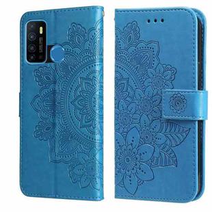 For Infinix Hot 9 / Note 7 Lite 7-petal Flowers Embossing Pattern Horizontal Flip PU Leather Case with Holder & Card Slots & Wallet & Photo Frame(Blue)