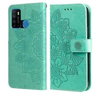 For Infinix Hot 9 / Note 7 Lite 7-petal Flowers Embossing Pattern Horizontal Flip PU Leather Case with Holder & Card Slots & Wallet & Photo Frame(Green)