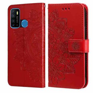 For Infinix Hot 9 / Note 7 Lite 7-petal Flowers Embossing Pattern Horizontal Flip PU Leather Case with Holder & Card Slots & Wallet & Photo Frame(Red)