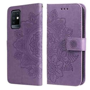 For Infinix Note 10 7-petal Flowers Embossing Pattern Horizontal Flip PU Leather Case with Holder & Card Slots & Wallet & Photo Frame(Light Purple)