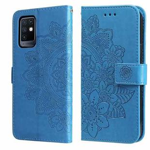 For Infinix Note 10 7-petal Flowers Embossing Pattern Horizontal Flip PU Leather Case with Holder & Card Slots & Wallet & Photo Frame(Blue)