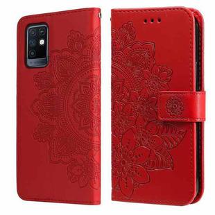 For Infinix Note 10 7-petal Flowers Embossing Pattern Horizontal Flip PU Leather Case with Holder & Card Slots & Wallet & Photo Frame(Red)