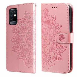 For Infinix Note 10 7-petal Flowers Embossing Pattern Horizontal Flip PU Leather Case with Holder & Card Slots & Wallet & Photo Frame(Rose Gold)