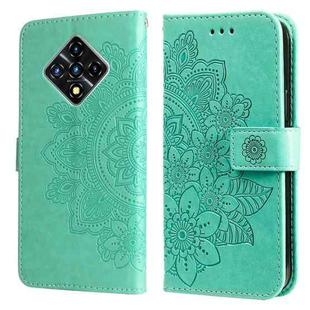For Infinix Zero 8 7-petal Flowers Embossing Pattern Horizontal Flip PU Leather Case with Holder & Card Slots & Wallet & Photo Frame(Green)