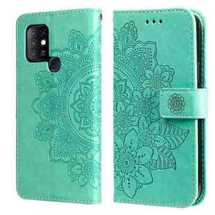 For Infinix Hot 10 7-petal Flowers Embossing Pattern Horizontal Flip PU Leather Case with Holder & Card Slots & Wallet & Photo Frame(Green)