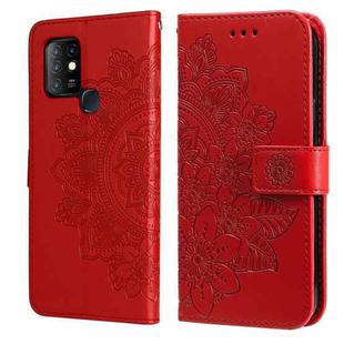 For Infinix Hot 10 7-petal Flowers Embossing Pattern Horizontal Flip PU Leather Case with Holder & Card Slots & Wallet & Photo Frame(Red)
