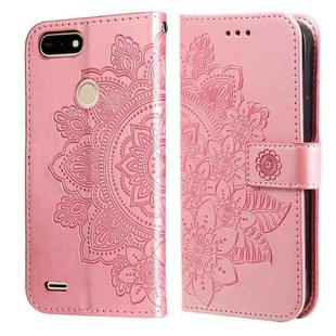 For Tecno Pop 2 F 7-petal Flowers Embossing Pattern Horizontal Flip PU Leather Case with Holder & Card Slots & Wallet & Photo Frame(Rose Gold)