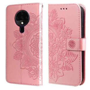 For Tecno Spark 6 7-petal Flowers Embossing Pattern Horizontal Flip PU Leather Case with Holder & Card Slots & Wallet & Photo Frame(Rose Gold)