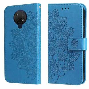 For Nokia G10 / G20 / 6.3 7-petal Flowers Embossing Pattern Horizontal Flip PU Leather Case with Holder & Card Slots & Wallet & Photo Frame(Blue)