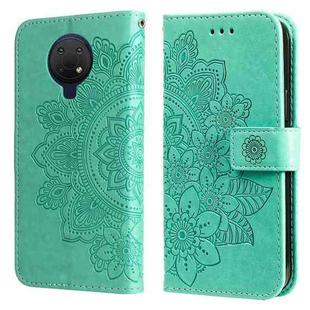 For Nokia G10 / G20 / 6.3 7-petal Flowers Embossing Pattern Horizontal Flip PU Leather Case with Holder & Card Slots & Wallet & Photo Frame(Green)