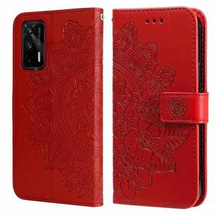 For OPPO Realme GT Master / Realme Q3 Pro 7-petal Flowers Embossing Pattern Horizontal Flip PU Leather Case with Holder & Card Slots & Wallet & Photo Frame(Red)