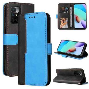 For Xiaomi Redmi 10 Business Stitching-Color Horizontal Flip PU Leather Case with Holder & Card Slots & Photo Frame(Blue)