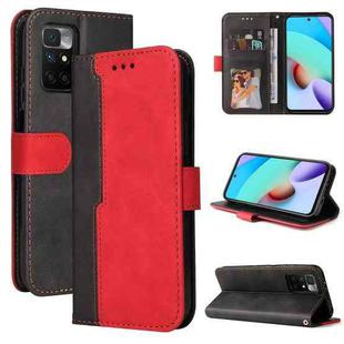 For Xiaomi Redmi 10 Business Stitching-Color Horizontal Flip PU Leather Case with Holder & Card Slots & Photo Frame(Red)