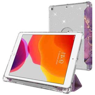 For iPad 10.2 2021 / 2020 / 2019 Painted Pattern Glitter Shockproof Horizontal Flip TPU + PU Leather Case with 3-folding Holder & Pen Slot(GWL013 Marble)