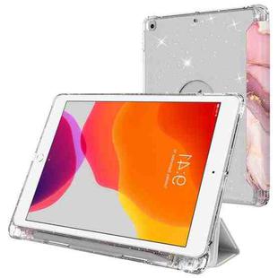 For iPad 10.2 2021 / 2020 / 2019 Painted Pattern Glitter Shockproof Horizontal Flip TPU + PU Leather Case with 3-folding Holder & Pen Slot(GWL014 Marble)