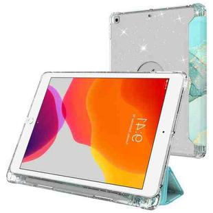 For iPad 10.2 2021 / 2020 / 2019 Painted Pattern Glitter Shockproof Horizontal Flip TPU + PU Leather Case with 3-folding Holder & Pen Slot(GWL015 Marble)