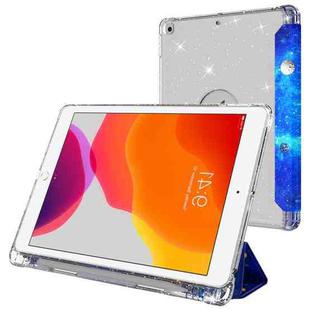 For iPad 10.2 2021 / 2020 / 2019 Painted Pattern Glitter Shockproof Horizontal Flip TPU + PU Leather Case with 3-folding Holder & Pen Slot(GWL016 Universe)