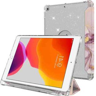 For iPad 10.2 2021 / 2020 / 2019 Painted Pattern Glitter Shockproof Horizontal Flip TPU + PU Leather Case with 3-folding Holder & Pen Slot(GWL020 Marble)