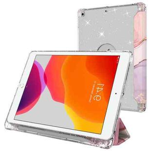 For iPad 10.2 2021 / 2020 / 2019 Painted Pattern Glitter Shockproof Horizontal Flip TPU + PU Leather Case with 3-folding Holder & Pen Slot(GWL021 Marble)