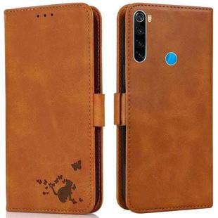 For Xiaomi Redmi Note 8T Embossed Cat Butterflies Pattern Horizontal Flip Leather Case with Card Slot & Holder & Wallet(Orange)
