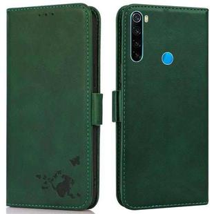 For Xiaomi Redmi Note 8T Embossed Cat Butterflies Pattern Horizontal Flip Leather Case with Card Slot & Holder & Wallet(Green)