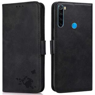 For Xiaomi Redmi Note 8T Embossed Cat Butterflies Pattern Horizontal Flip Leather Case with Card Slot & Holder & Wallet(Black)