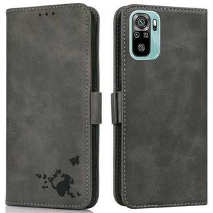 For Xiaomi Redmi Note 10 4G / 10s Embossed Cat Butterflies Pattern Horizontal Flip Leather Case with Card Slot & Holder & Wallet(Grey)