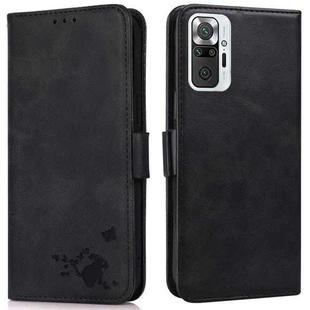 For Xiaomi Redmi Note 10 Pro Max Embossed Cat Butterflies Pattern Horizontal Flip Leather Case with Card Slot & Holder & Wallet(Black)