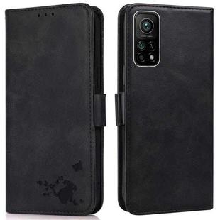 For Xiaomi Mi 10T 5G / 10T Pro 5G Embossed Cat Butterflies Pattern Horizontal Flip Leather Case with Card Slot & Holder & Wallet(Black)