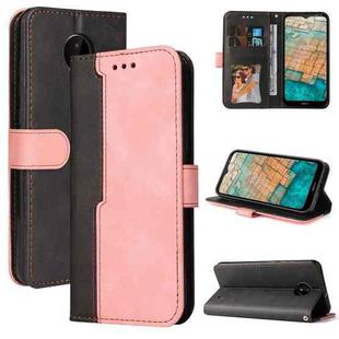 For Nokia C10 / C20 Business Stitching-Color Horizontal Flip PU Leather Case with Holder & Card Slots & Photo Frame(Pink)