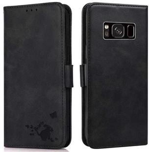 For Samsung Galaxy S8 Embossed Cat Butterflies Pattern Horizontal Flip Leather Case with Card Slot & Holder & Wallet(Black)