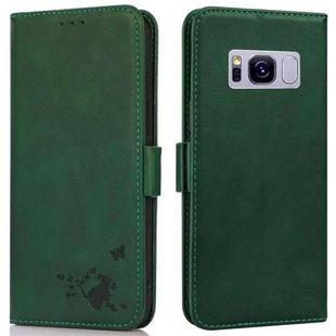 For Samsung Galaxy S8+ Embossed Cat Butterflies Pattern Horizontal Flip Leather Case with Card Slot & Holder & Wallet(Green)