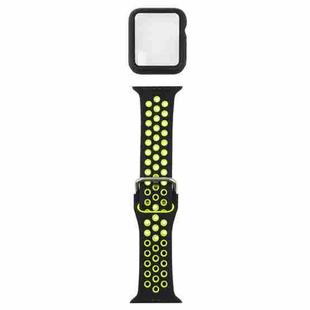 Silicone Watch Band + Protective Case with Screen Protector Set For Apple Watch Series 3 & 2 & 1 38mm(Black Yellow)
