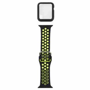 Silicone Watch Band + Protective Case with Screen Protector Set For Apple Watch Series 6 & SE & 5 & 4 40mm(Black Yellow)