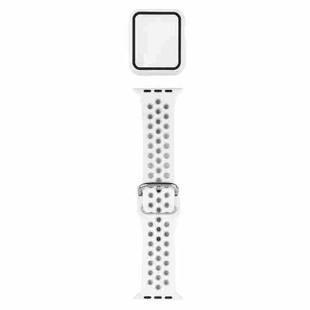 Silicone Watch Band + Protective Case with Screen Protector Set For Apple Watch Series 6 & SE & 5 & 4 40mm(White)
