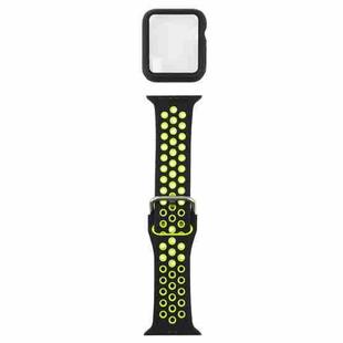 Silicone Watch Band + Protective Case with Screen Protector Set For Apple Watch Series 3 & 2 & 1 42mm(Black Yellow)