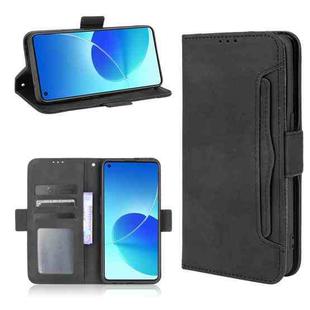 For OPPO Reno6 4G Skin Feel Calf Pattern Horizontal Flip Leather Case with Holder & Card Slots & Photo Frame(Black)