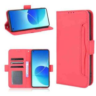 For OPPO Reno6 4G Skin Feel Calf Pattern Horizontal Flip Leather Case with Holder & Card Slots & Photo Frame(Red)