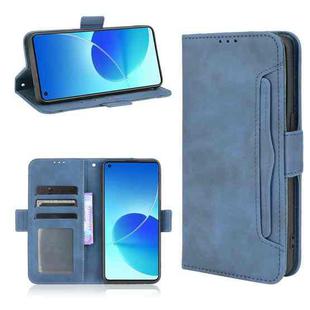 For OPPO Reno6 4G Skin Feel Calf Pattern Horizontal Flip Leather Case with Holder & Card Slots & Photo Frame(Blue)