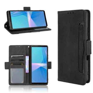 For Sony Xperia 10 III Skin Feel Calf Pattern Horizontal Flip Leather Case with Holder & Card Slots & Photo Frame(Black)