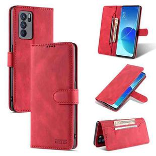For OPPO Reno6 5G AZNS Dream II Skin Feel PU+TPU Horizontal Flip Leather Case with Holder & Card Slots & Wallet(Red)