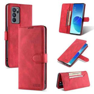 For OPPO Reno6 Pro 5G AZNS Dream II Skin Feel PU+TPU Horizontal Flip Leather Case with Holder & Card Slots & Wallet(Red)