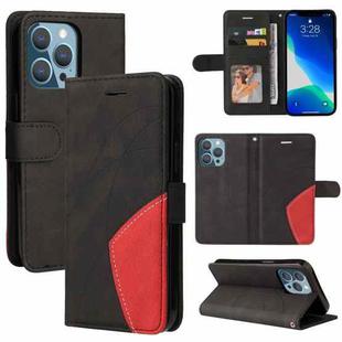For iPhone 13 Pro Dual-color Splicing Horizontal Flip PU Leather Case with Holder & Card Slots & Wallet (Black)