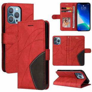 For iPhone 13 Pro Dual-color Splicing Horizontal Flip PU Leather Case with Holder & Card Slots & Wallet (Red)