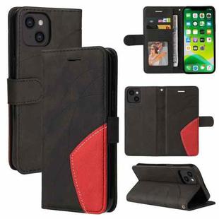 For iPhone 13 Dual-color Splicing Horizontal Flip PU Leather Case with Holder & Card Slots & Wallet(Black)