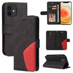 For iPhone 13 mini Dual-color Splicing Horizontal Flip PU Leather Case with Holder & Card Slots & Wallet (Black)