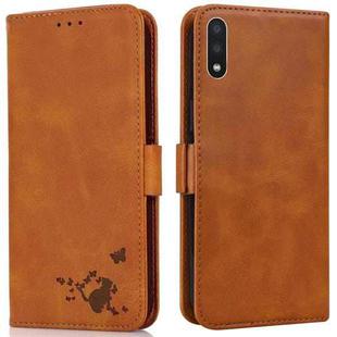 For Samsung Galaxy A01 Embossed Cat Butterflies Pattern Horizontal Flip Leather Case with Card Slot & Holder & Wallet(Orange)