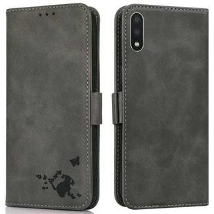 For Samsung Galaxy A01 Embossed Cat Butterflies Pattern Horizontal Flip Leather Case with Card Slot & Holder & Wallet(Grey)